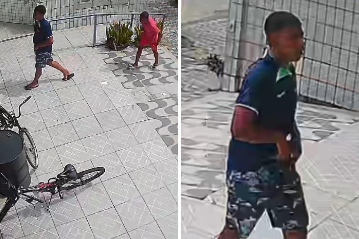 Dupla foi flagrada entrando na hamburgueria e fugindo depois do assalto