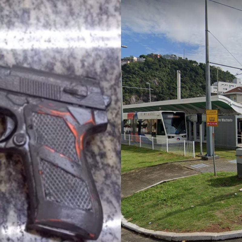 O suspeito foi encontrado com uma arma de fogo falsa