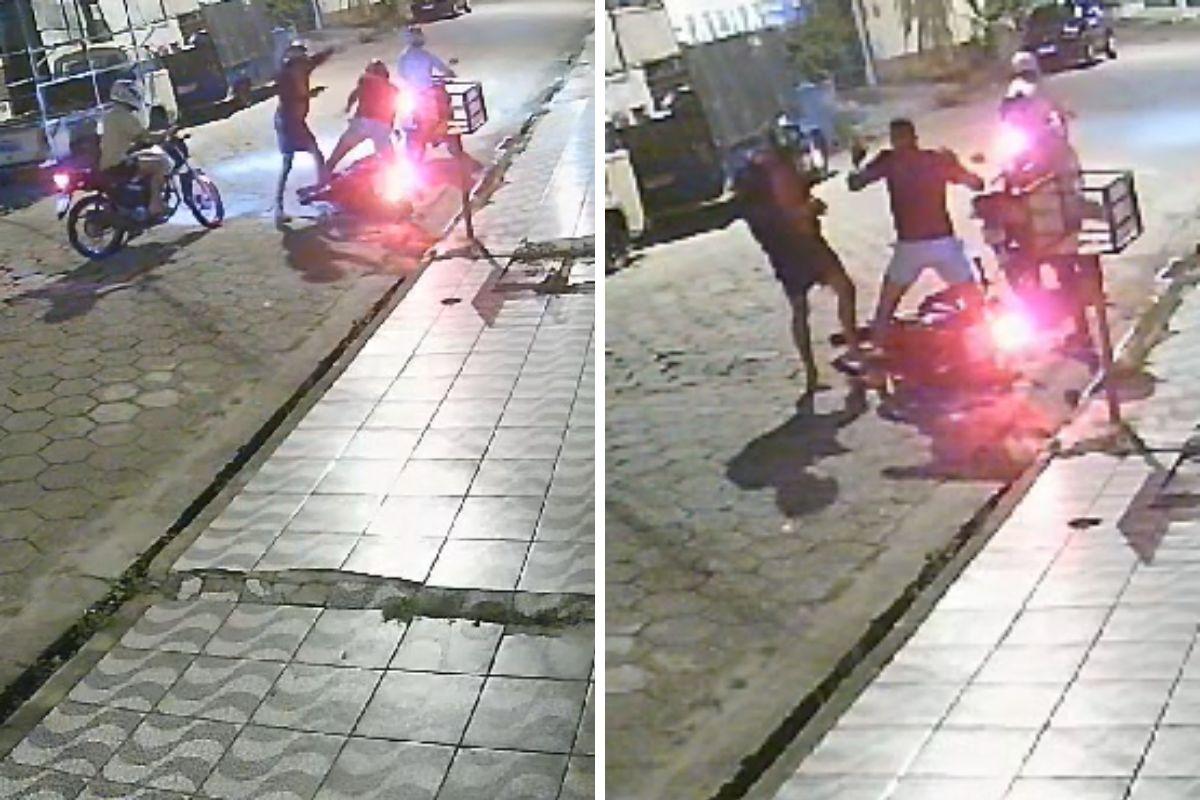 Motociclista foi cercado por trio de moto e também ameaçado por um dos bandidos que estava armado