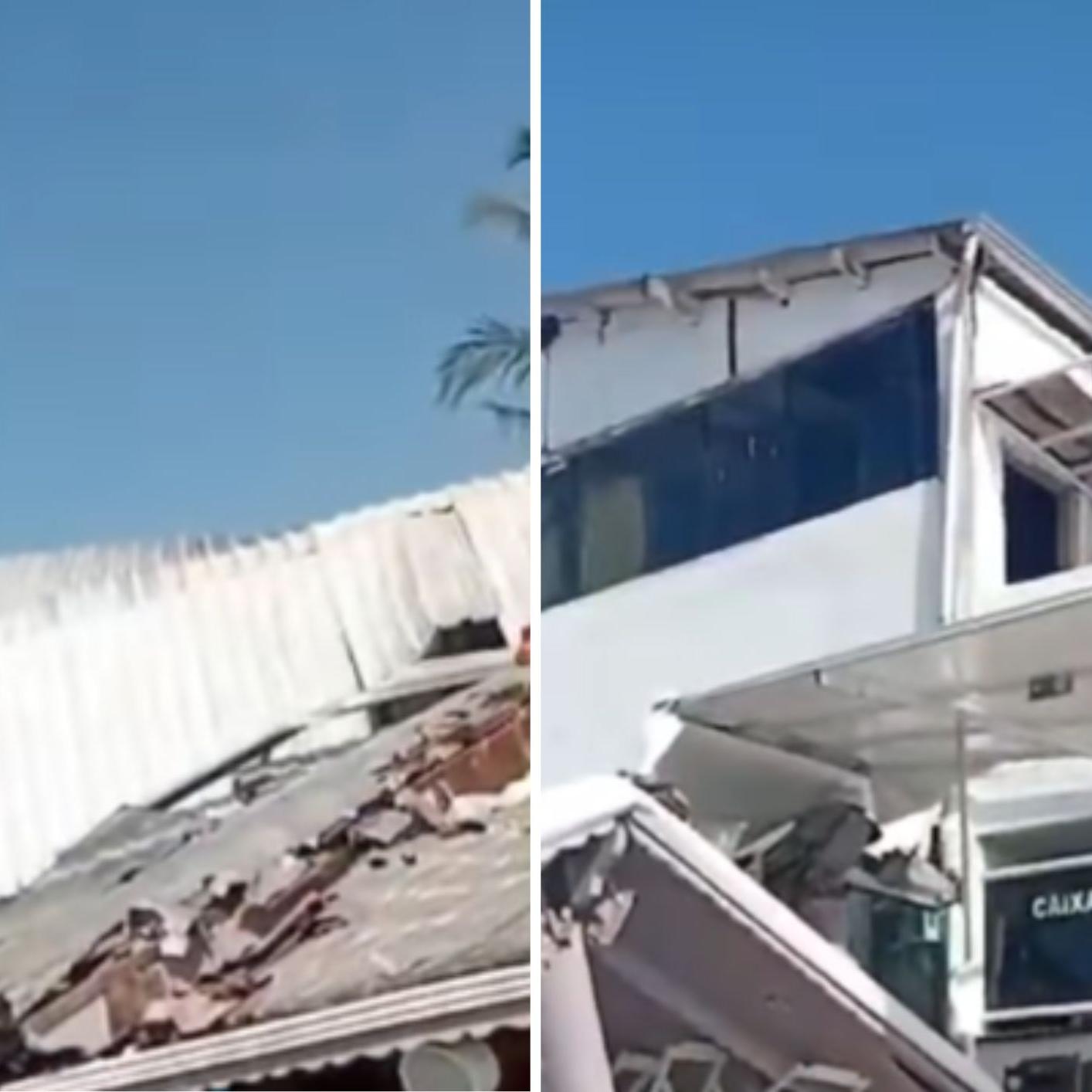 Estrutura de marina desaba em São Vicente, SP