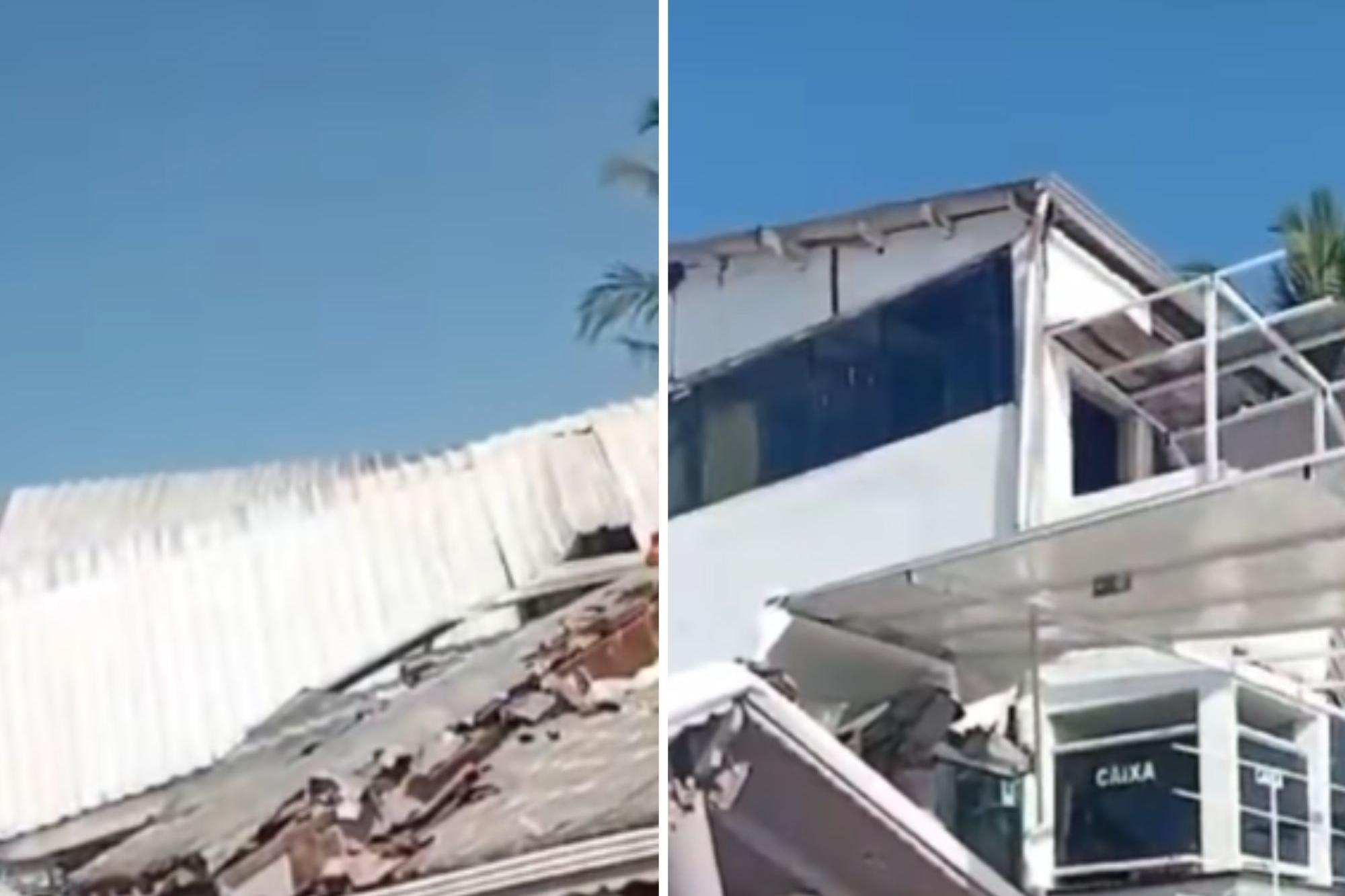 Estrutura de marina desaba em São Vicente, SP