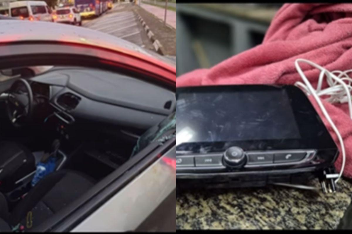 Suspeito furtou aparelho de som e cabo de celular após quebrar a janela de carro que estava estacionado na Avenida Ayrton Senna, no Itararé, em São Vicente