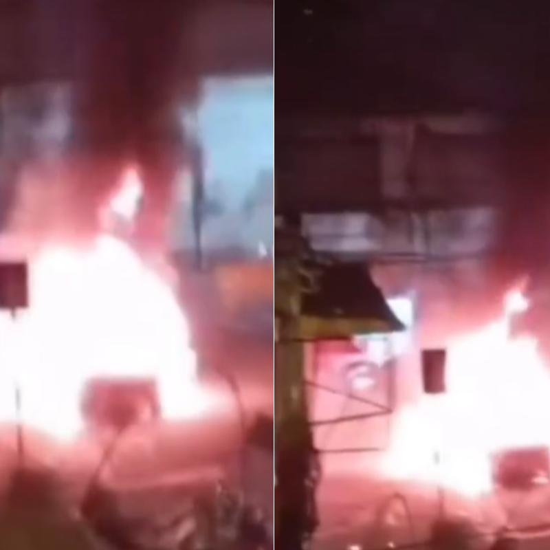Incêndio em carro ocorreu na Rua João Ramalho, em São Vicente; causa é desconhecida