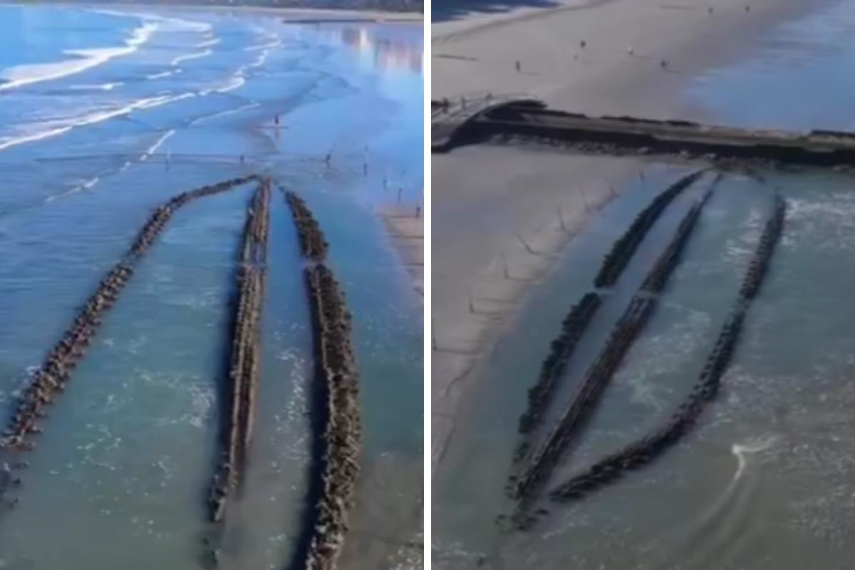 Os destroços do navio encalhado há 100 anos ficaram visíveis