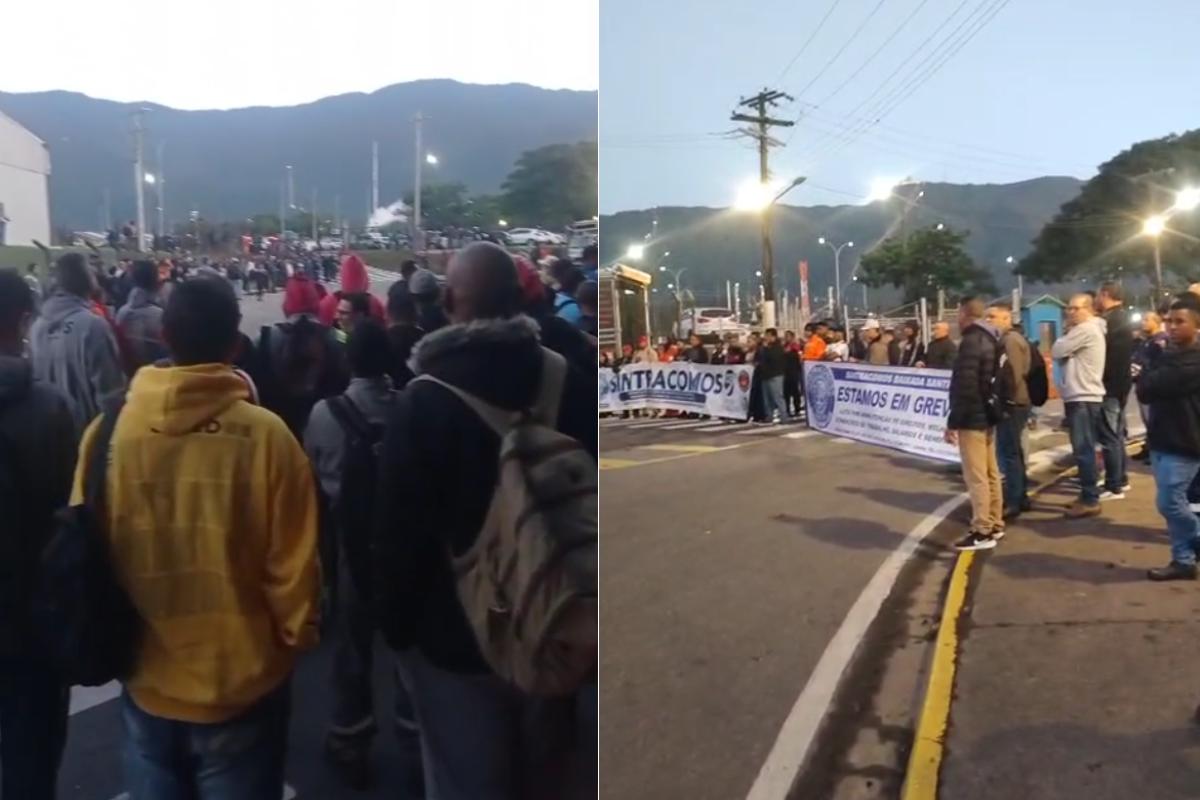 Protesto voltou a ocorrer na Refinaria Presidente Bernardes (RPBC), em Cubatão, nesta segunda (16)
